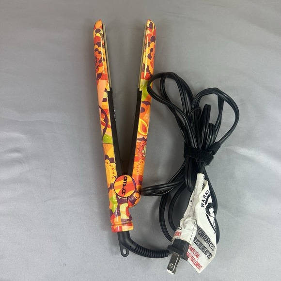 amika Other - Amika AM1855 1" Ceramic Hair Straightener Flat Iron Orange Paisley Tested